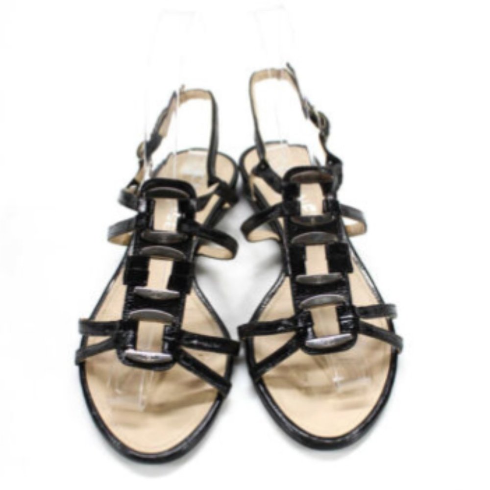 Chanel CC Logo Black Leather Slingback Flats 6 - Picture 2 of 9